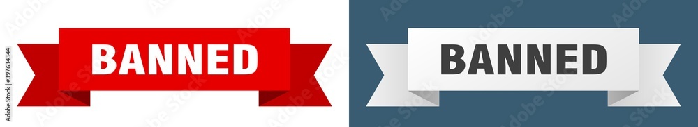 banned ribbon. banned isolated paper sign. banner banned ribbon. banned isolated paper sign. banner