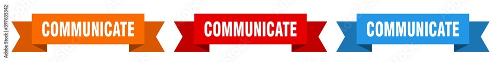 communicate ribbon. communicate isolated paper sign. banner communicate ribbon. communicate isolated paper sign. banner