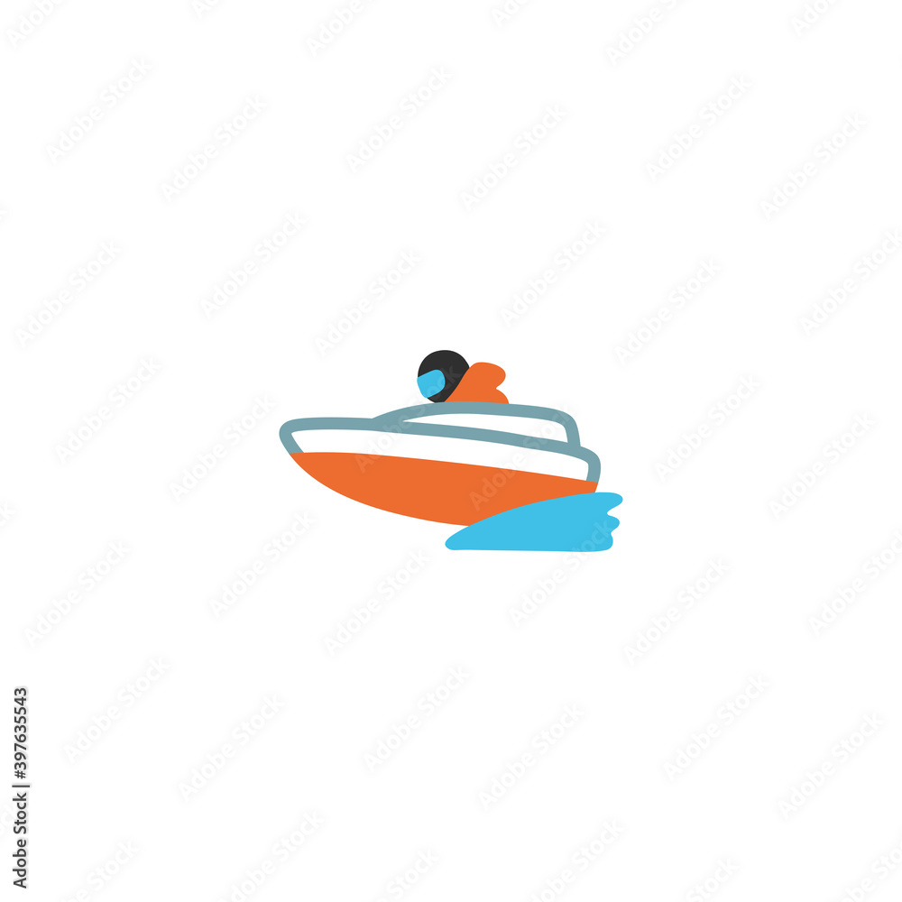 Speedboat vector isolated icon illustration. Speedboat icon Speedboat vector isolated icon illustration. Speedboat icon