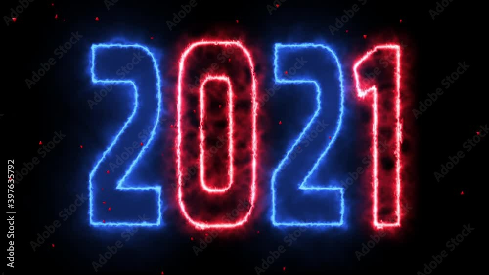 2021.New year concept .Happy new year. 2021 with fiery colored numbers.Happy holidays. 2021.New year concept .Happy new year. 2021 with fiery colored numbers.Happy holidays.