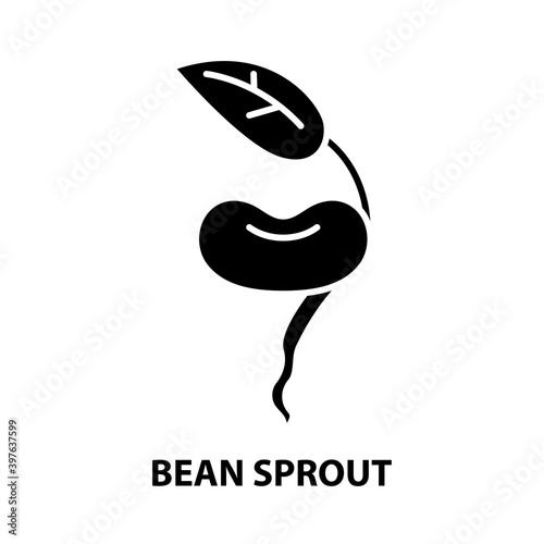 bean sprout icon, black vector sign with editable strokes, concept illustration