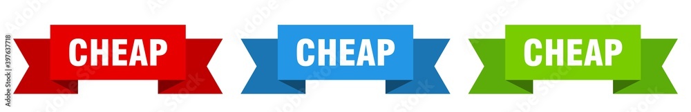 cheap ribbon. cheap isolated paper sign. banner cheap ribbon. cheap isolated paper sign. banner