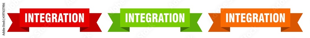 integration ribbon. integration isolated paper sign. banner integration ribbon. integration isolated paper sign. banner