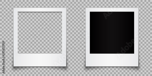 Two empty photo frame, collection photo frame black and empty - stock vector