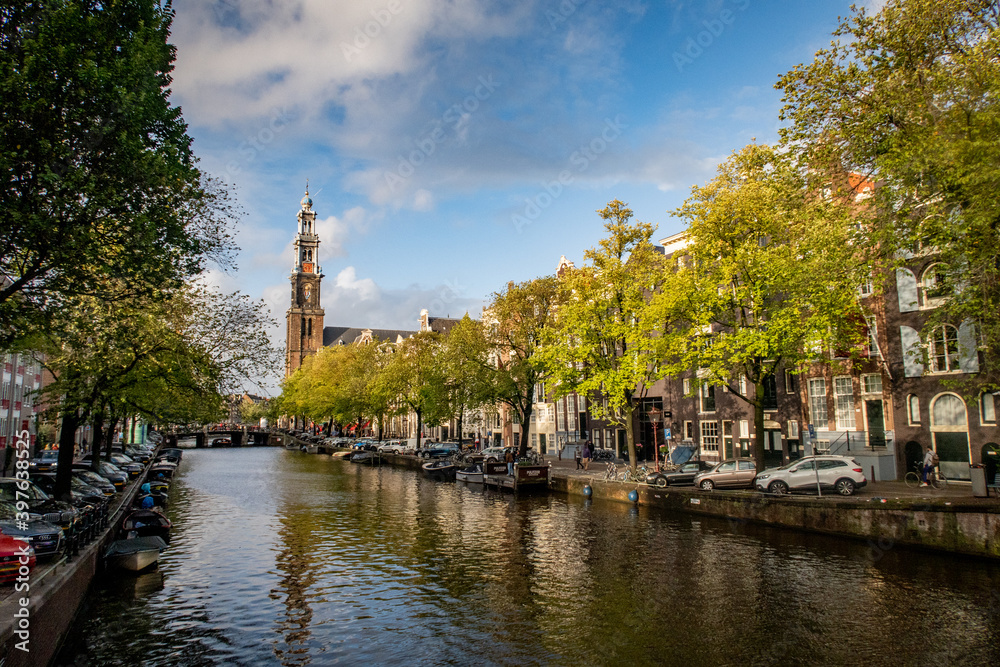 City Amsterdam in Autumn between canals