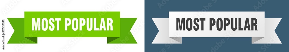 most popular ribbon. most popular isolated paper sign. banner most popular ribbon. most popular isolated paper sign. banner