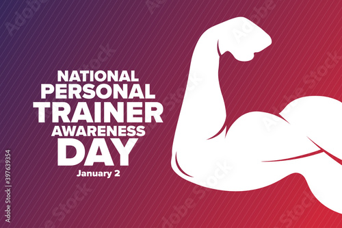 National Personal Trainer Awareness Day. January 2. Holiday concept. Template for background, banner, card, poster with text inscription. Vector EPS10 illustration.