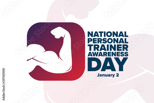 National Personal Trainer Awareness Day. January 2. Holiday concept. Template for background, banner, card, poster with text inscription. Vector EPS10 illustration.