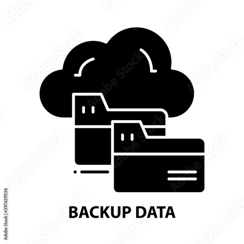 backup data icon, black vector sign with editable strokes, concept illustration