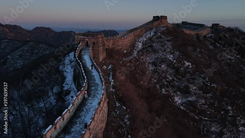Aerial photography of the ancient Great Wall of China