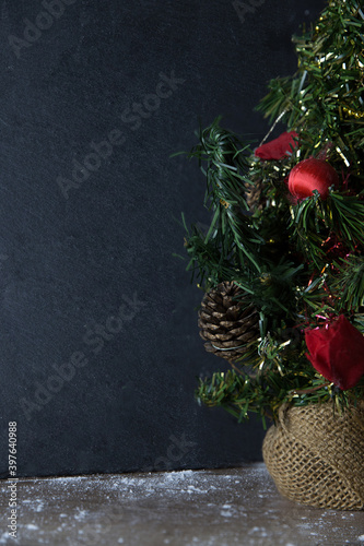 Christmas Background With Christmas Tree And Ornaments