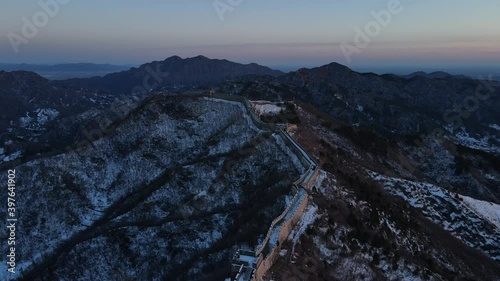 Aerial photography of the ancient Great Wall of China