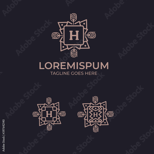 Initial Latter H, Vintage logo design template. Luxury Logo template in vector for Restaurant, Royalty, Boutique, Cafe, Hotel, Heraldic, Jewelry, Fashion, and other vector illustration