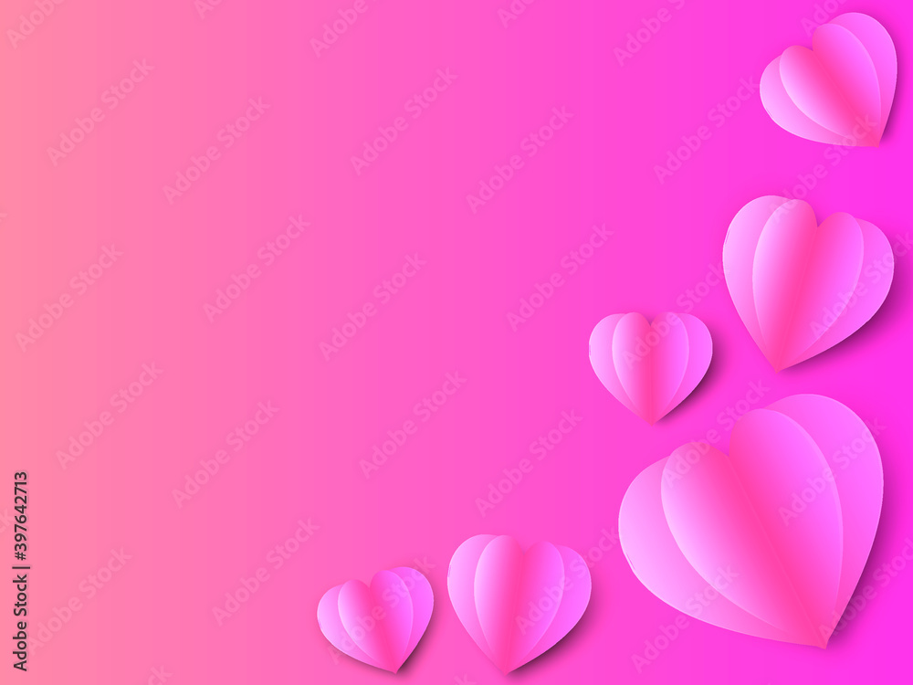 
Pink heart shaped folded paper