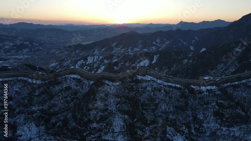 Aerial photography of the ancient Great Wall of China
