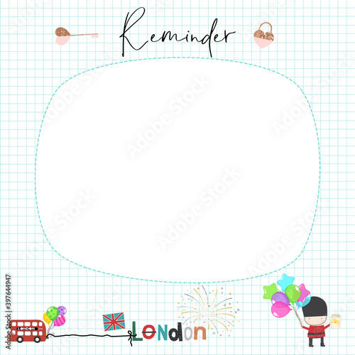 Reminder note pad or sticky note - London UK Planner Collection for digital planners, journal, organizer and printable papers 
