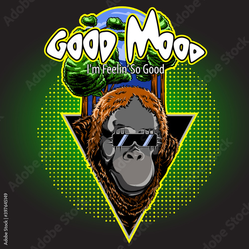 good mood orang utan vector illustration