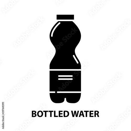 bottled water icon, black vector sign with editable strokes, concept illustration