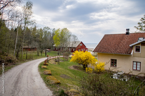 Fototapeta Naklejka Na Ścianę i Meble -  Sweden Mobile Home Travel Hiking Typical Houses Landscape