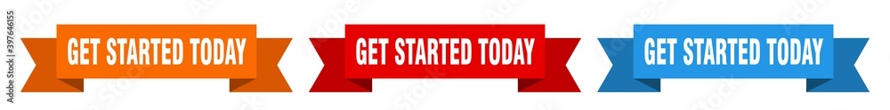get started today ribbon. get started today isolated paper sign. banner get started today ribbon. get started today isolated paper sign. banner