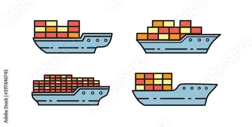 Ferry with a cargo. Delivery across the ocean.