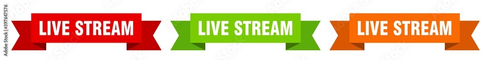 live stream ribbon. live stream isolated paper sign. banner live stream ribbon. live stream isolated paper sign. banner
