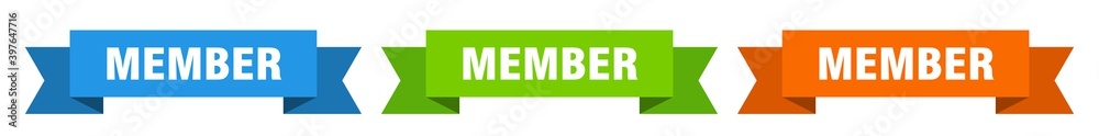 member ribbon. member isolated paper sign. banner member ribbon. member isolated paper sign. banner