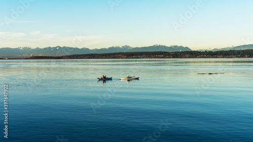 Late afternoon kayaking on Botany Bay, BC, in early winter