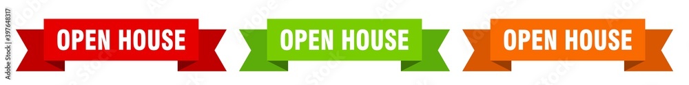 open house ribbon. open house isolated paper sign. banner open house ribbon. open house isolated paper sign. banner