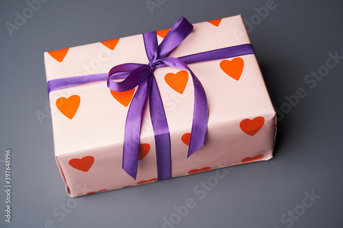 Gift box decoration. Wrapping colorful gift box