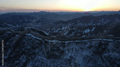 Aerial photography of the ancient Great Wall of China