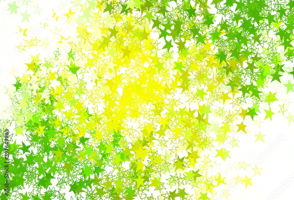 Light Green, Yellow vector background with colored stars.