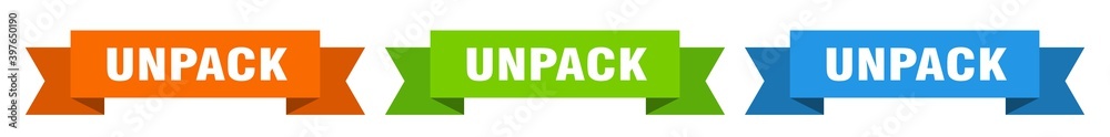 unpack ribbon. unpack isolated paper sign. banner unpack ribbon. unpack isolated paper sign. banner