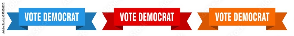 vote democrat ribbon. vote democrat isolated paper sign. banner vote democrat ribbon. vote democrat isolated paper sign. banner