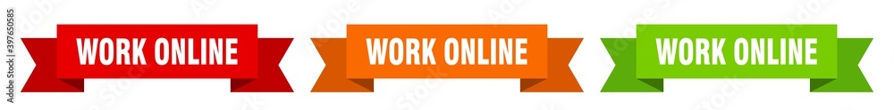 work online ribbon. work online isolated paper sign. banner work online ribbon. work online isolated paper sign. banner