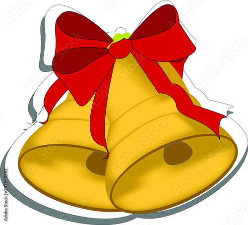 christmas bells with red ribbon