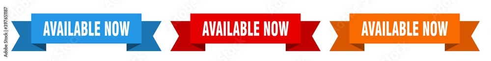 available now ribbon. available now isolated paper sign. banner available now ribbon. available now isolated paper sign. banner