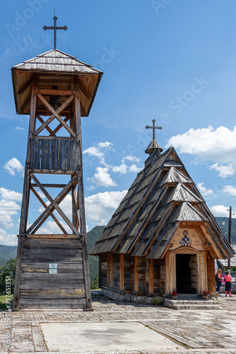 Mokra Gora, Serbia - July 15, 2020: Church in main square in Kustendorf, Drvengrad. photo