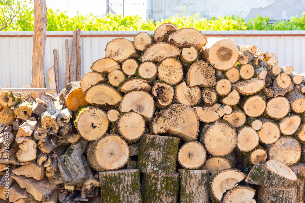 A stack of firewood summer natural view. A stack of firewood summer natural view.