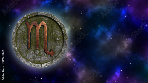 Horoscope sign Scorpio bronze and stone