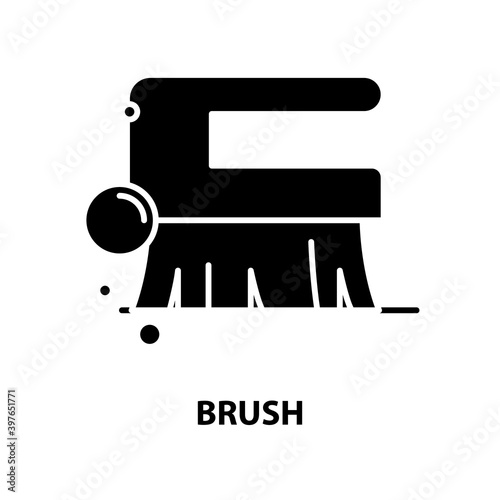 brush icon  black vector sign with editable strokes  concept illustration