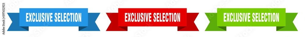 exclusive selection ribbon. exclusive selection isolated paper sign. banner exclusive selection ribbon. exclusive selection isolated paper sign. banner
