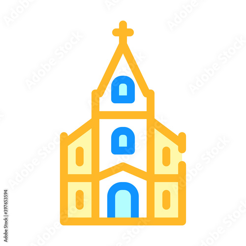 catholic temple color icon vector illustration color