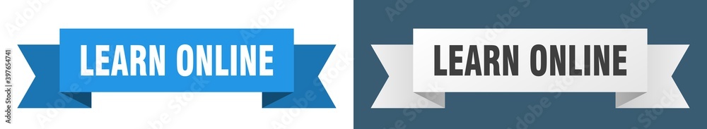 learn online ribbon. learn online isolated paper sign. banner learn online ribbon. learn online isolated paper sign. banner