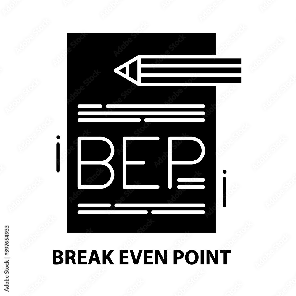 break even point icon, black vector sign with editable strokes, concept illustration break even point icon, black vector sign with editable strokes, concept illustration
