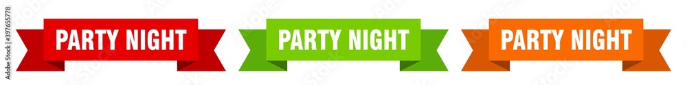 party night ribbon. party night isolated paper sign. banner party night ribbon. party night isolated paper sign. banner