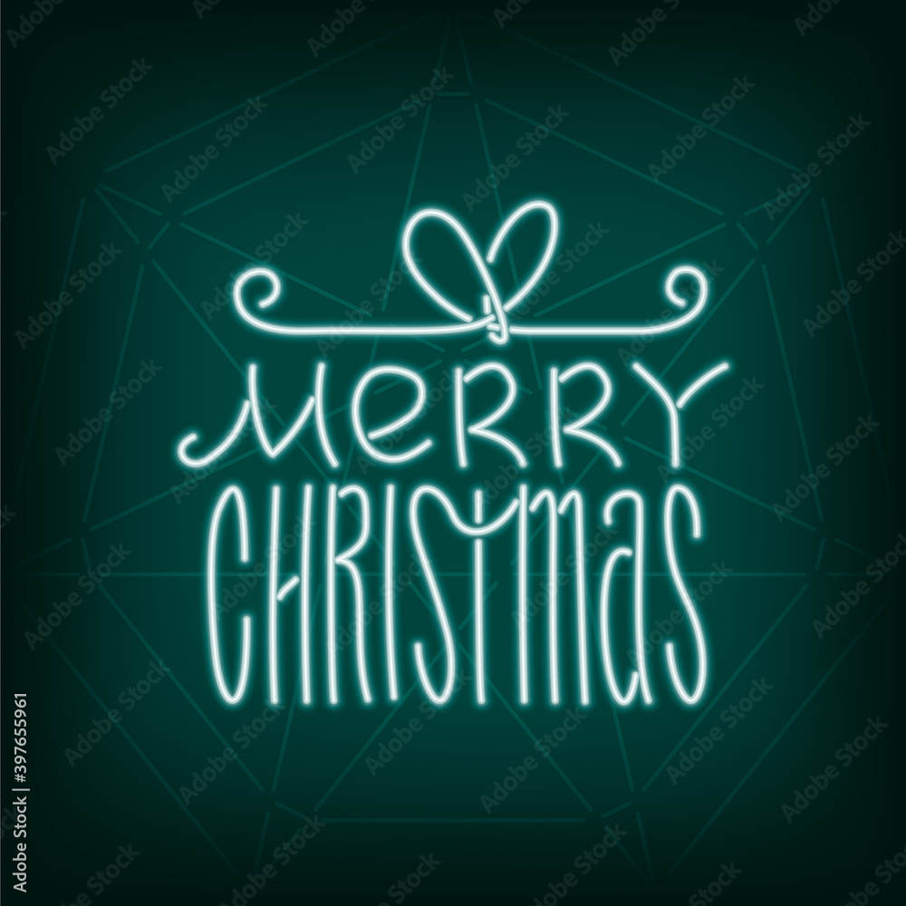 Merry Christmas Neon Sign Style Logo as Glowing Gift Box Shape Lettering  Composition - White on Turquoise Seven Point Star of Bethlehem Background -  Doodle Design Stock Vector | Adobe Stock