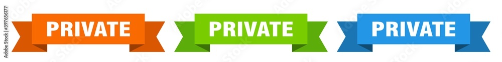 private ribbon. private isolated paper sign. banner