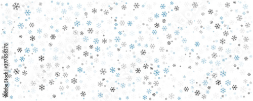 Christmas snow snowflake. Falling snowflakes on light background. Snowfall background. Vector illustration