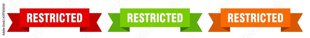 restricted ribbon. restricted isolated paper sign. banner restricted ribbon. restricted isolated paper sign. banner